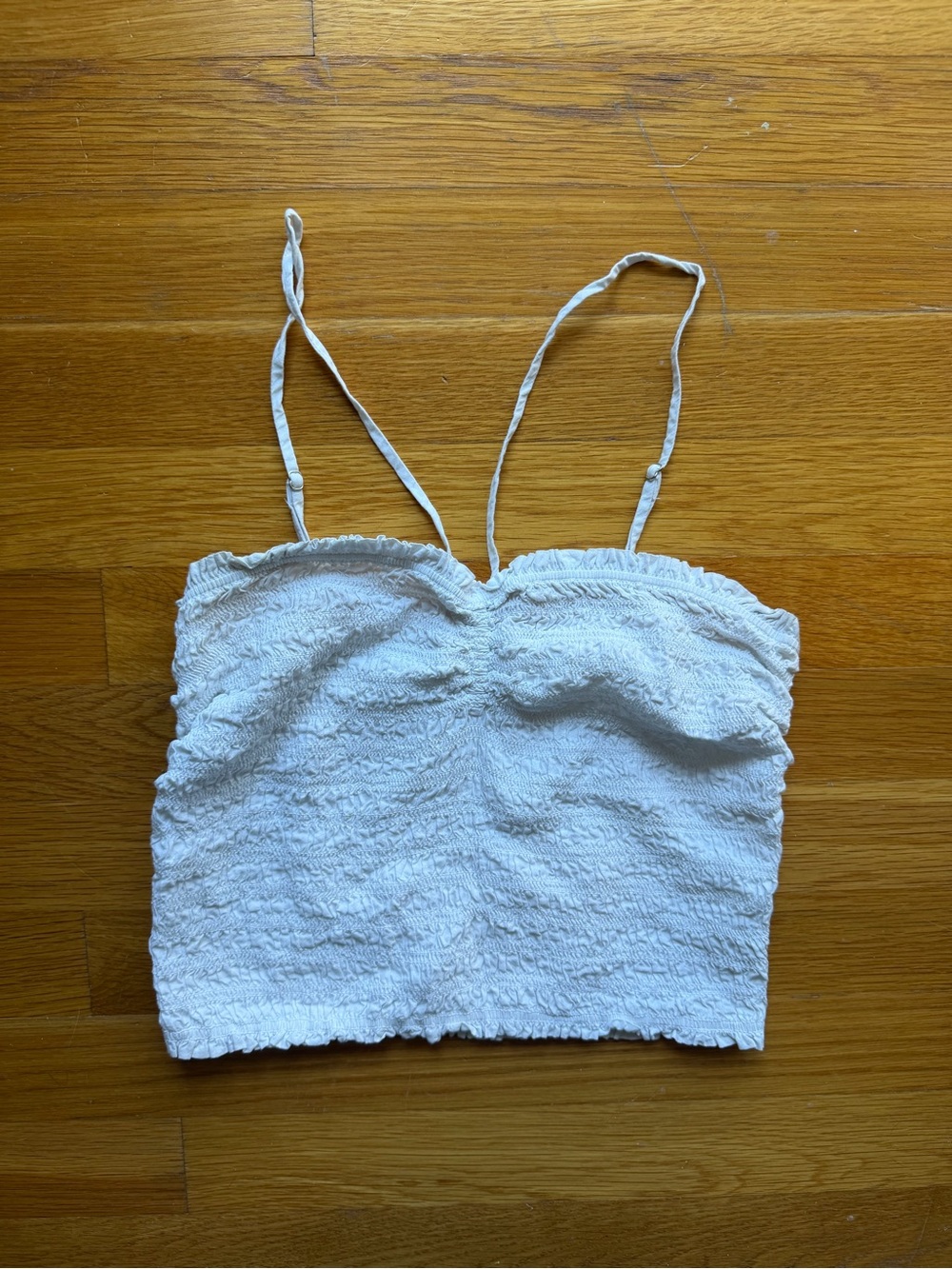 Madewell White Ruched Smocked Tank Top - Size Small